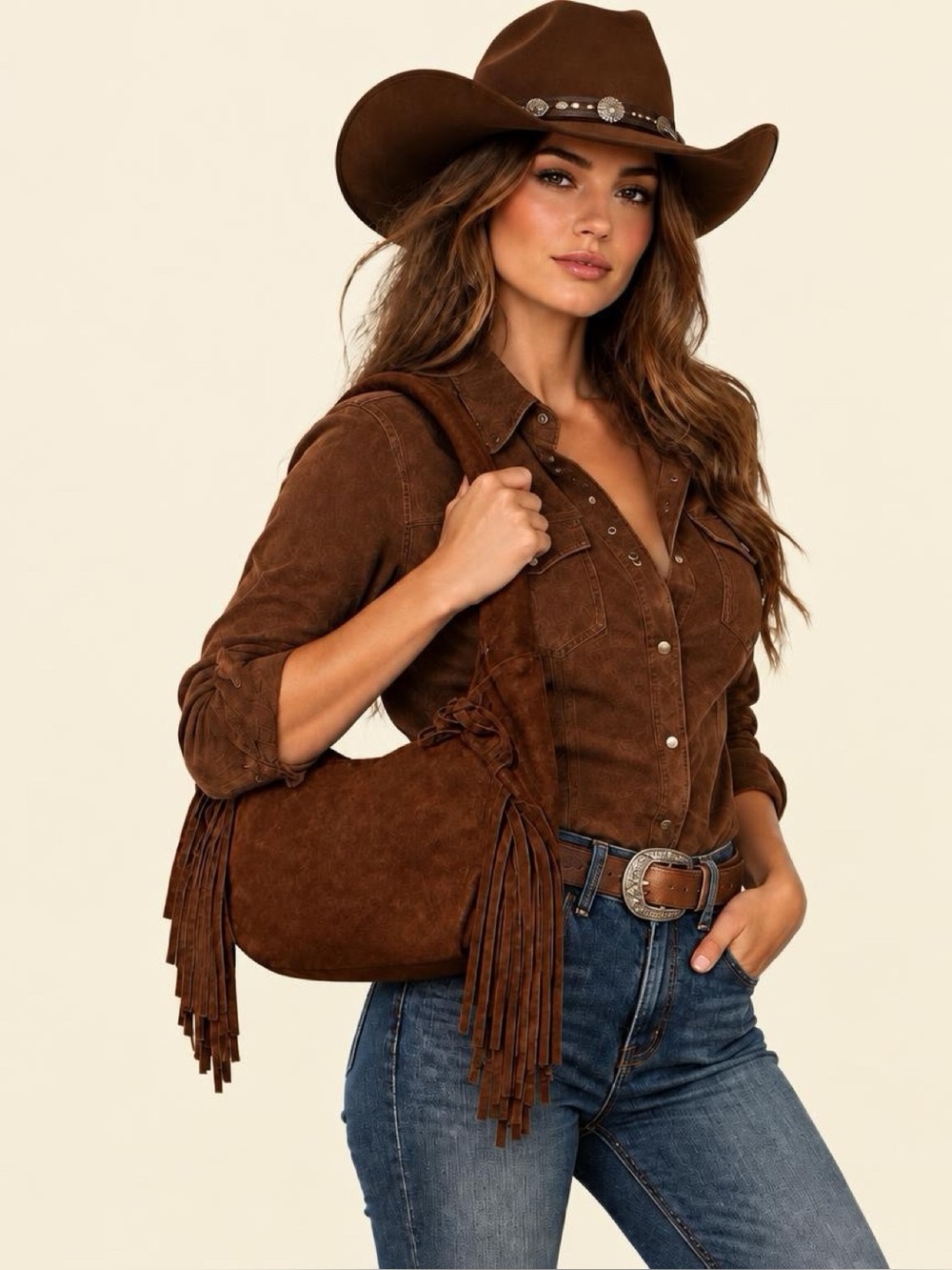 Nwt Universal Thread Brown Suede Fringe Shoulder Bag